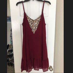 Umgee Maroon Sequin Dress
